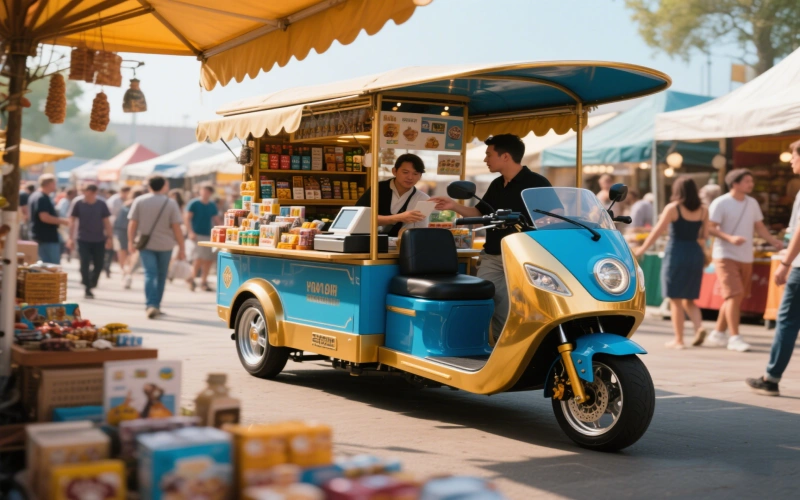 Vendez n’importe où avec un triporteur de commerce mobile